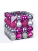 Christmas Goods by Inge 64x Kunststoff Christbaumkugeln 6cm Kugeln in Pink / Silber
