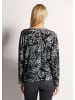 MADELEINE V-Pullover mit Unikat-Print in schwarz / steingrau