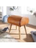 KADIMA DESIGN Sitzhocker | Echtleder/Holz, 45x53x40cm, Turnbock