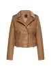 faina Damen Bikerjacke Aus Kunstleder in Beige Creme