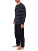 NORMANN Frottee Schlafanzug lang Pyjama RingelMuster - 82354 in blau