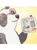 Mr. & Mrs. Panda Glasuntersetzer Pinguin Zocken Design mit Spruch in Weiß