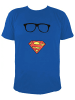 Superman DC Comics Superman T-Shirt - Logo mit Brille  Rundhalsausschnitt in blau