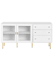 Beliani Vitrine MILORA in Weiß/Gold - (W) 160 x (H) 80 x (L) 40 cm