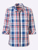 Sieh an! Karobluse in jeansblau-koralle-kariert