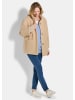 GOLDNER Kurzgröße:  Flauschiger Kurzmantel mit Stehkragen in camel