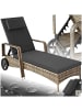 tectake Rattan Sonnenliege mit Rädern, abnehmbares Kopfkissen, 200 x 70 x 33cm