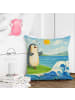 Mr. & Mrs. Panda Deko Kissen Pinguin Surfer Design ohne Spruch in Weiß