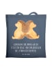 Mr. & Mrs. Panda Tote Bag Igel händchenhaltend mit Spruch in Indigo Blue
