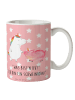 Mr. & Mrs. Panda Tasse Einhorn Schwein mit Spruch in Rot Pastell
