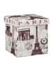 relaxdays Sitzhocker Paris in Braun/Weiß - (B)38 x (H)38 x (T)38 cm