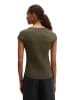 Marc O'Polo Pointelle-T-Shirt slim in Mossy Earth