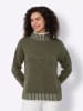 Heine Stehkragenpullover in khaki-ecru-meliert