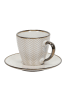 Siaki Collection Tasse für Kaffee oder Tee mit Untertasse in Beige, (B) 14 x (H) 8,5 x (L) 14 cm