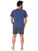 NORMANN Kurzarm Schlafanzug Shorty karierter Jersey Hose - 78363 in marine