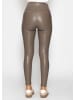 SASSYCLASSY Thermo Leggings in Lederoptik in Taupe