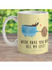 Mr. & Mrs. Panda Becher Kaffee Bohne mit Spruch in Gelb Pastell