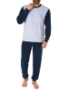 NORMANN Frottee Pyjama langarm Schlafanzug Bündchen - 58911 in Grau