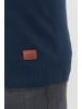 BLEND Strickpullover BHRobin BT 20713436 ME Strickpullover mit Leder-Patch in mittelblau