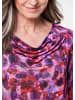 GOLDNER Kurzgröße:  Blusenshirt mit Wasserfallausschnitt in beere / gemustert
