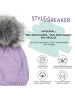 styleBREAKER Strick Bommelmütze in Taubenblau