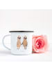 Mr. & Mrs. Panda XL Emaille Tasse Faultier Pärchen ohne Spruch in Weiß