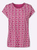 Sieh an! Kurzarm-Shirt in magenta-ecru-bedruckt
