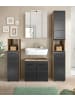 Inn.Furn Badmöbel-Set schwarz matt, Eiche Nox, Badezimmer 4-teilig 150 cm, viel Stauraum