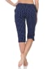 NORMANN Damen Pyjama Capri-Hose kurz Mix & Match in marine