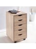 KADIMA DESIGN Rollcontainer 33 x 64 x 38 cm MDF-Holz 5 Schubladen sonoma