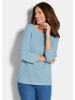 GOLDNER Halbarm Baumwollpullover mit Struktur in hellblau