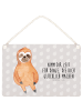 Mr. & Mrs. Panda Deko Schild Faultier Zufrieden mit Spruch in Grau Pastell