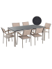 Beliani 7-tlg Gartentisch Set GROSSETO in Schwarz/Beige/Silber