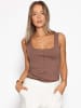 SASSYCLASSY Top mit Ziernaht in Braun