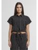 Urban Classics Urban Classics Ladies Structured Striped Tied Blouse in black/offwhite