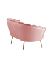SalesFever Muschelsofa 2-Sitzer elegant Beine Chrom goldfarben und Samtbezug in Rose