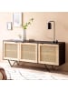 KADIMA DESIGN Sideboard 175x75x45cm Mango Massivholz/Rattan Kommode mit 3 Türen
