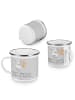 Mr. & Mrs. Panda Camping Emaille Tasse 8. Hochzeitstag Blechhoch... in Heather Grey