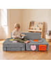 relaxdays 18tlg. Kinder-Spielsofa Set "Velours" in Grau - (B)130 x (H)40 x (T)65 cm