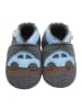 Yalion Graue Filz-Lauflernschuhe für Babys ，rutschfester Hartsohle–blauem Auto-Design