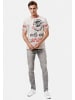 Rusty Neal Vintage Biker T-Shirt Oil Wash mit Raw Edge & Front- und Backprint in Stone