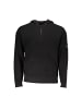 Calvin Klein Schwarzer Baumwoll-Kapuzenpullover mit halbem Reißverschluss