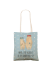 Mr. & Mrs. Panda Tote Bag Bären mit Blumenkranz mit Spruch in Blau Pastell