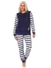 NORMANN geringelte Frottee Schlafanzug langarm Pyjama Eiskristall - 88029 in navy