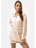 enflame Long Oversized Hoodie Dress Nicki Velours Kapuzen Pullover Kleid in Beige