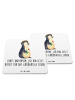 Mr. & Mrs. Panda Glasuntersetzer Pinguin Blumen mit Spruch in Weiß