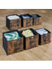 relaxdays 6 x Aufbewahrungsbox in Schwarz/ Braun - (B)30 x (H)30 x (T)30 cm