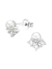 Alexander York Ohrringe, Ohrstecker PERLE auf ZIRKONIA in 925 Sterling Silber, 2-tlg.