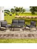 ABRIHOME Garten Lounge Set in Schwarz 4-tlg mit Glas Tisch