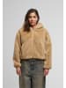 Urban Classics Urban Classics Ladies Full Zip Faux Fur Hoodie in wetsand